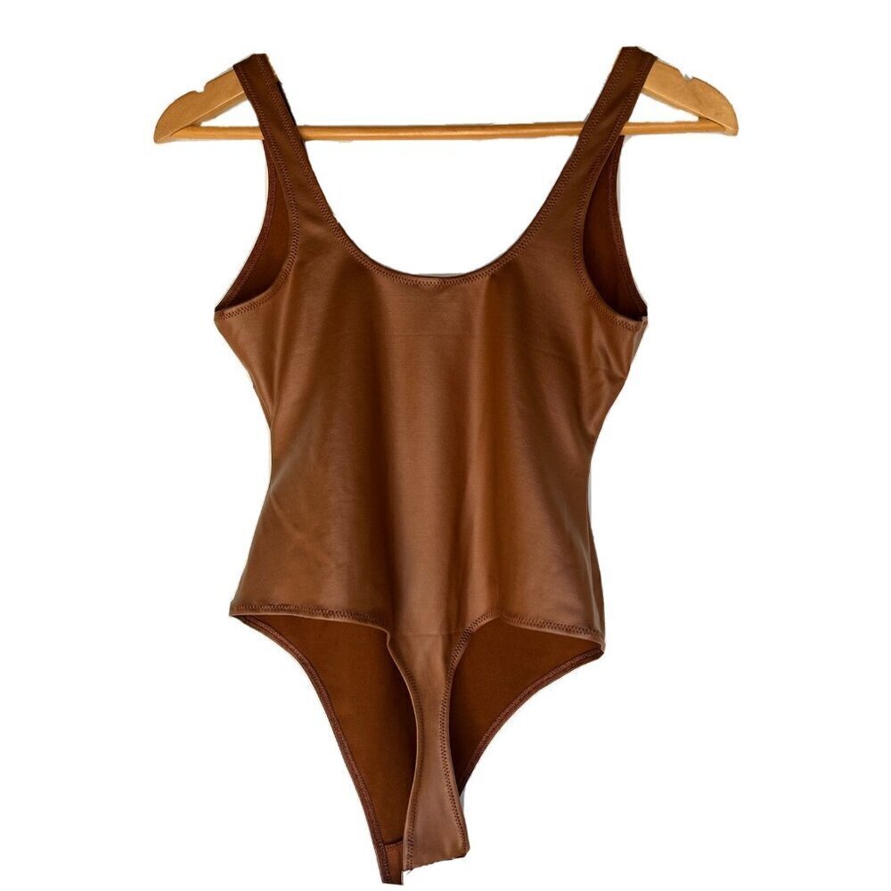 Skims Kim Kardashian Wet Jersey Tank Thong Bodysuit Copper Size S - Picture 2 of 4